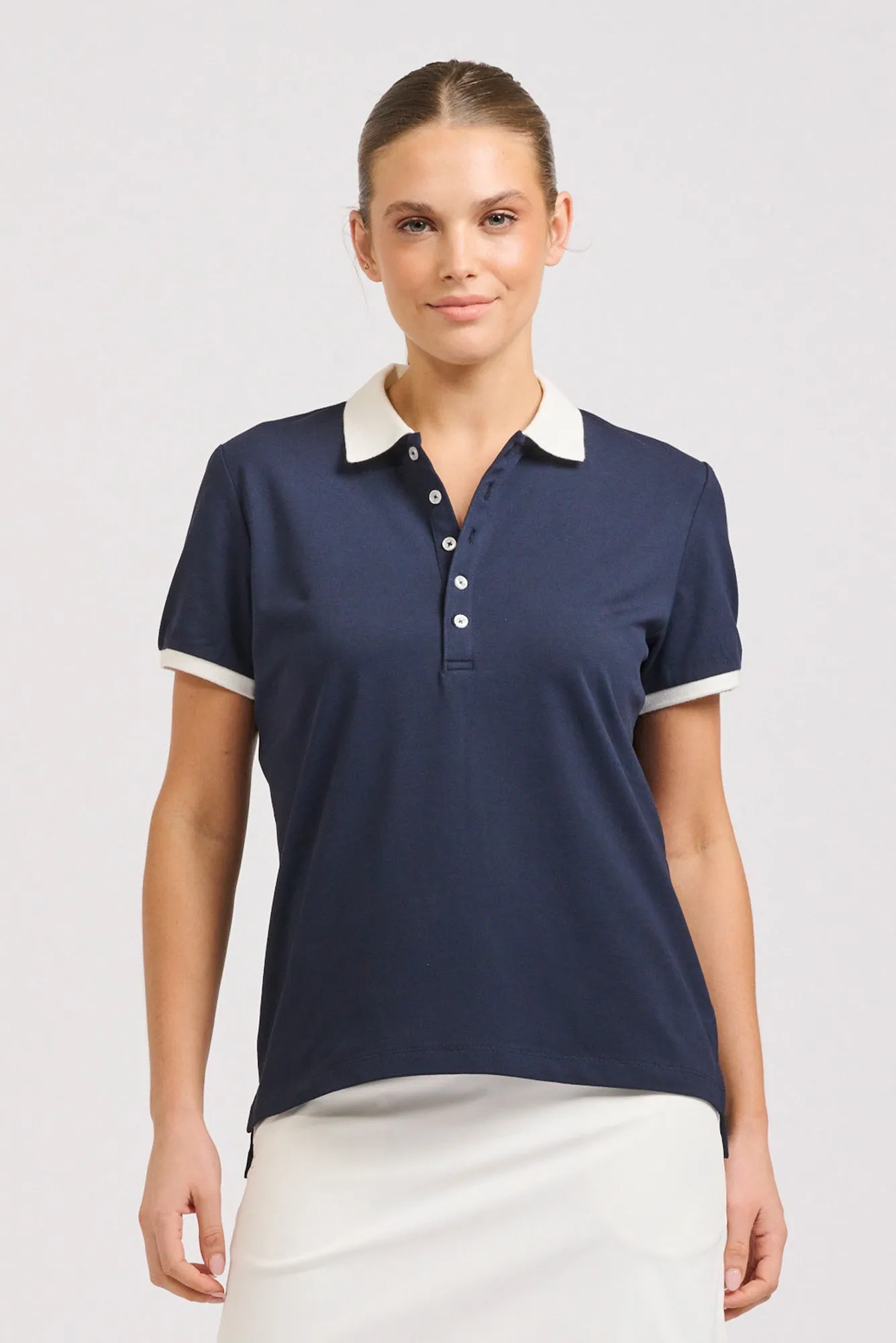 Wickham Navy Trim Cotton Polo sold by Blue Bungalow