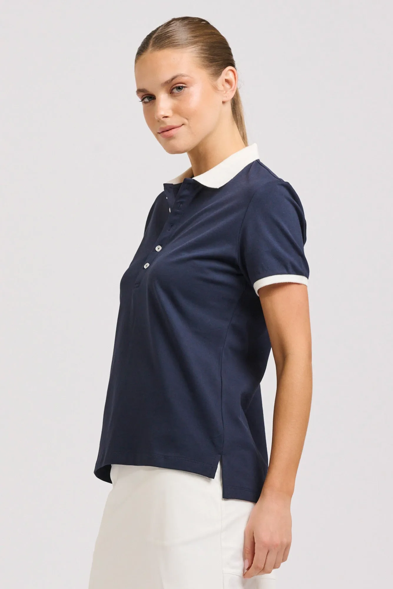 Wickham Navy Trim Cotton Polo sold by Blue Bungalow product image thumbnail 2