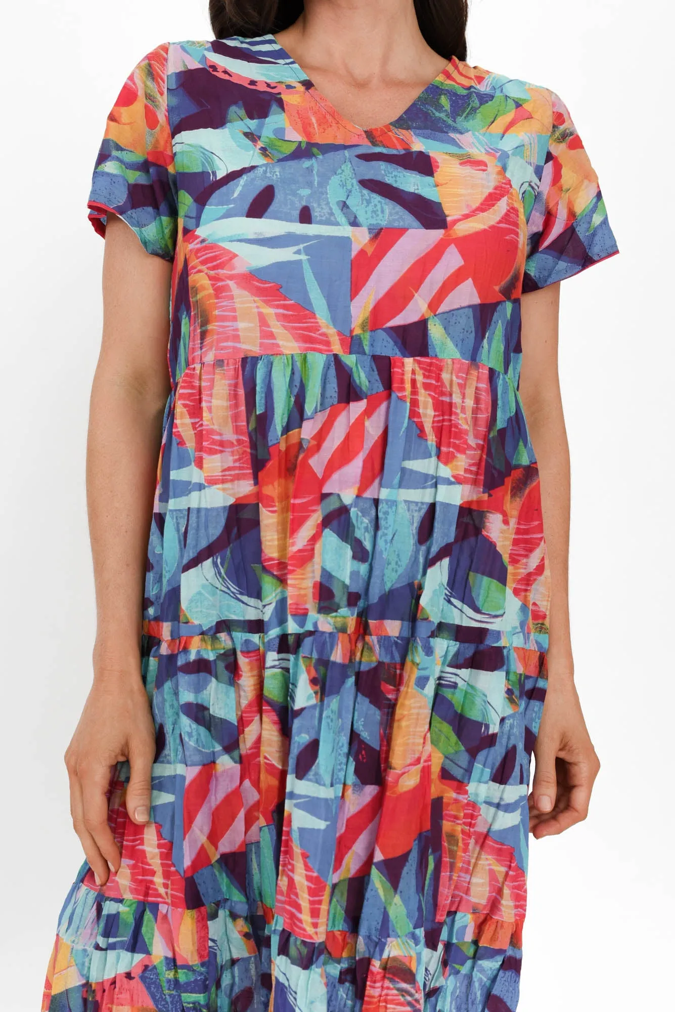 Lania Turquoise Garden Crinkle Cotton Dress sold by Blue Bungalow product image thumbnail 5