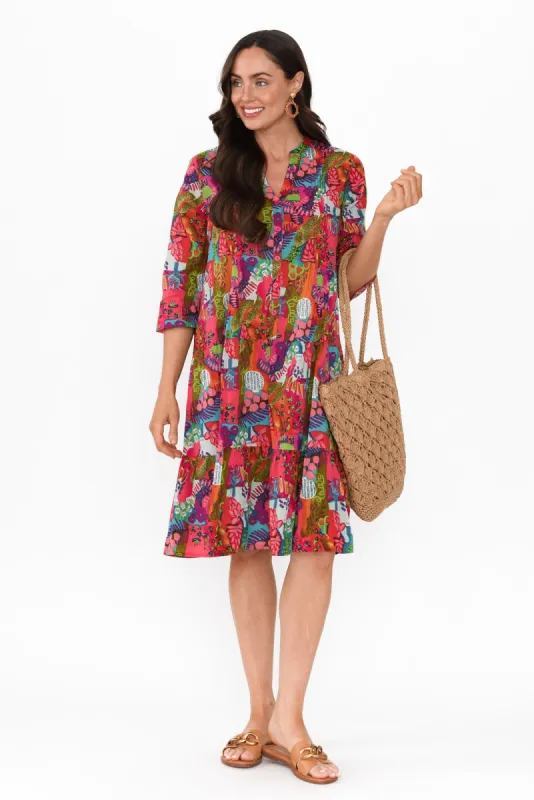 Larissa Purple Mosaic Cotton Pleated Dress sold by Blue Bungalow