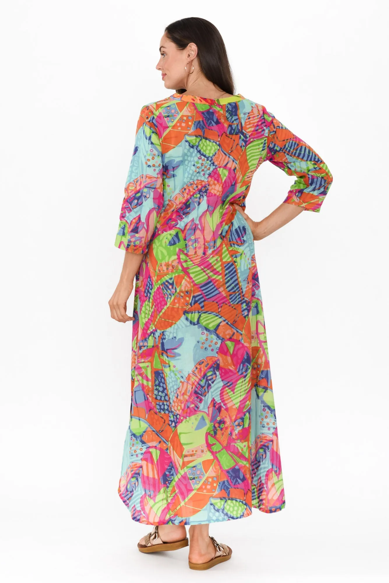 Apia Sky Blue Tropical Cotton Maxi Dress sold by Blue Bungalow product image thumbnail 5