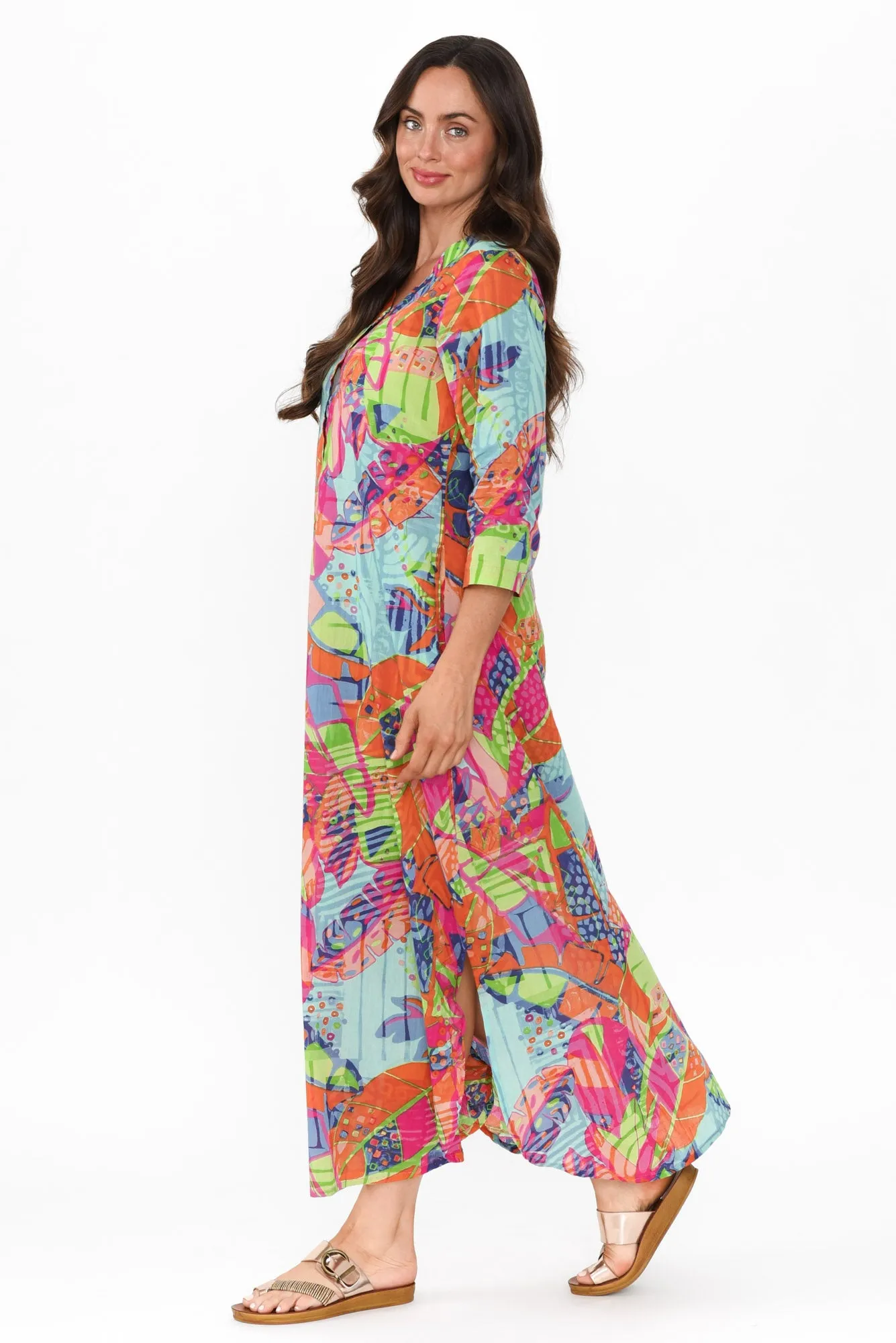 Apia Sky Blue Tropical Cotton Maxi Dress sold by Blue Bungalow product image thumbnail 4