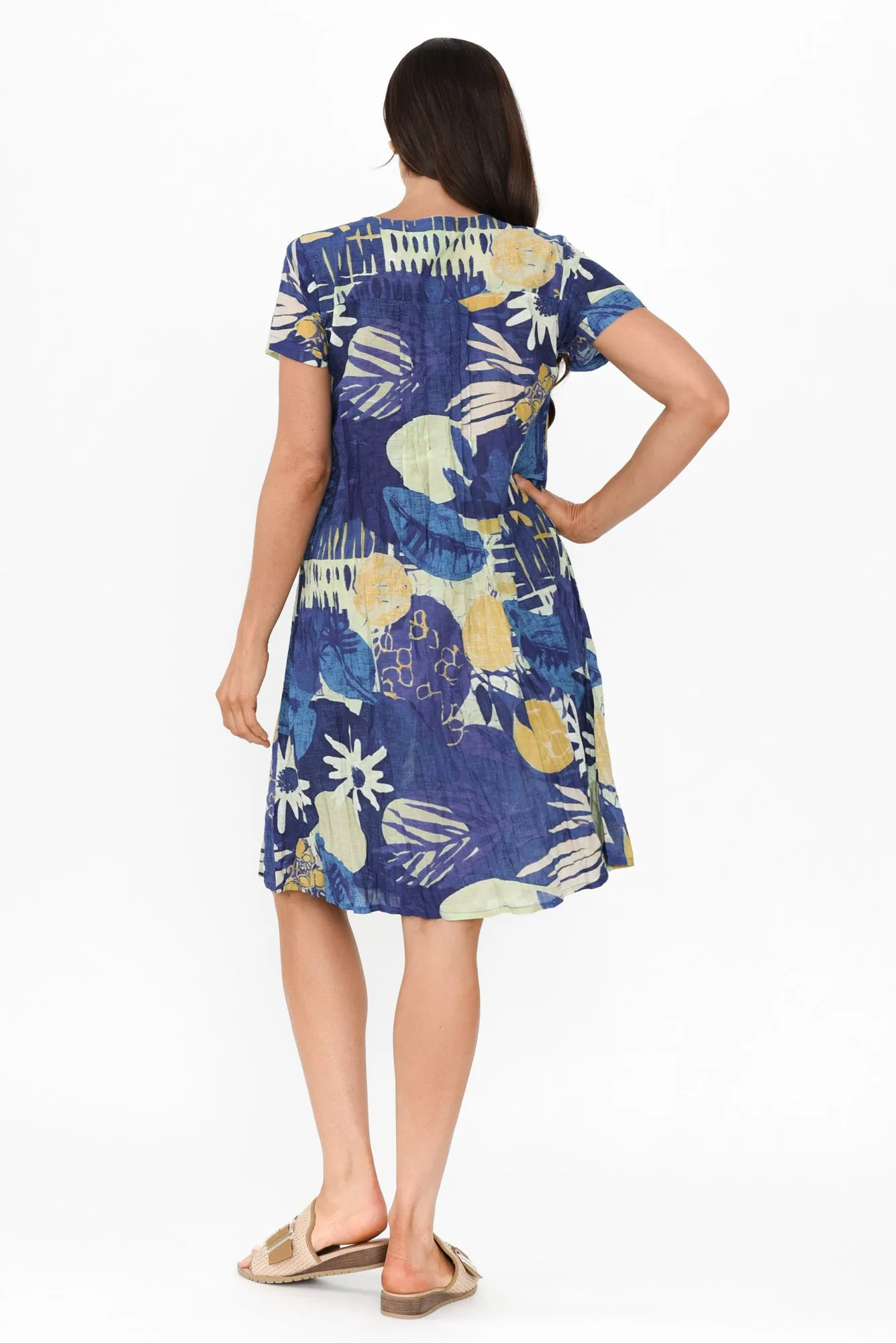 Sabina Navy Garden Crinkle Cotton Dress sold by Blue Bungalow product image thumbnail 4