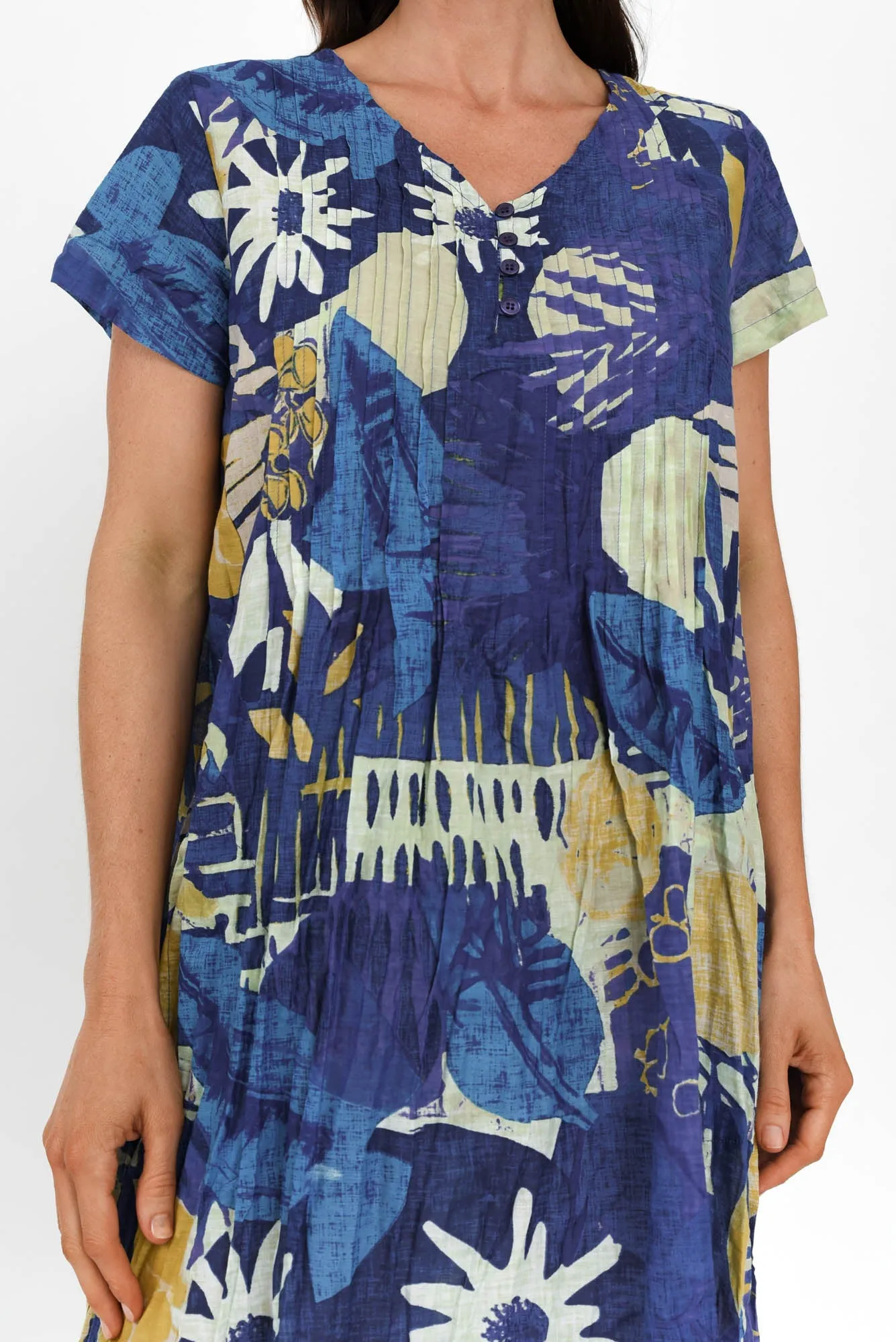 Sabina Navy Garden Crinkle Cotton Dress sold by Blue Bungalow product image thumbnail 5