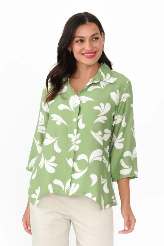 Myah Green Splash Collared Shirt sold by Blue Bungalow