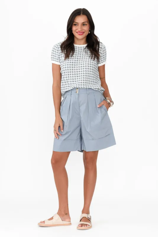 Ziggy Blue Stripe Cotton Knit Tee sold by Blue Bungalow