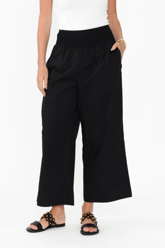 Sevilla Black Wide Leg Cotton Pants sold by Blue Bungalow