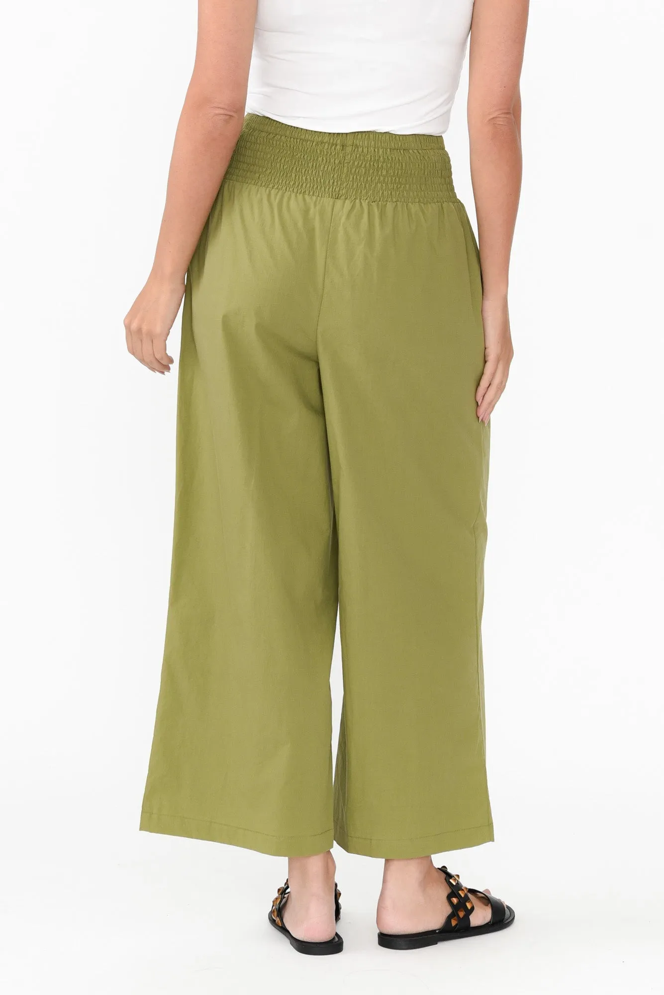 Sevilla Green Wide Leg Cotton Pants sold by Blue Bungalow product image thumbnail 4