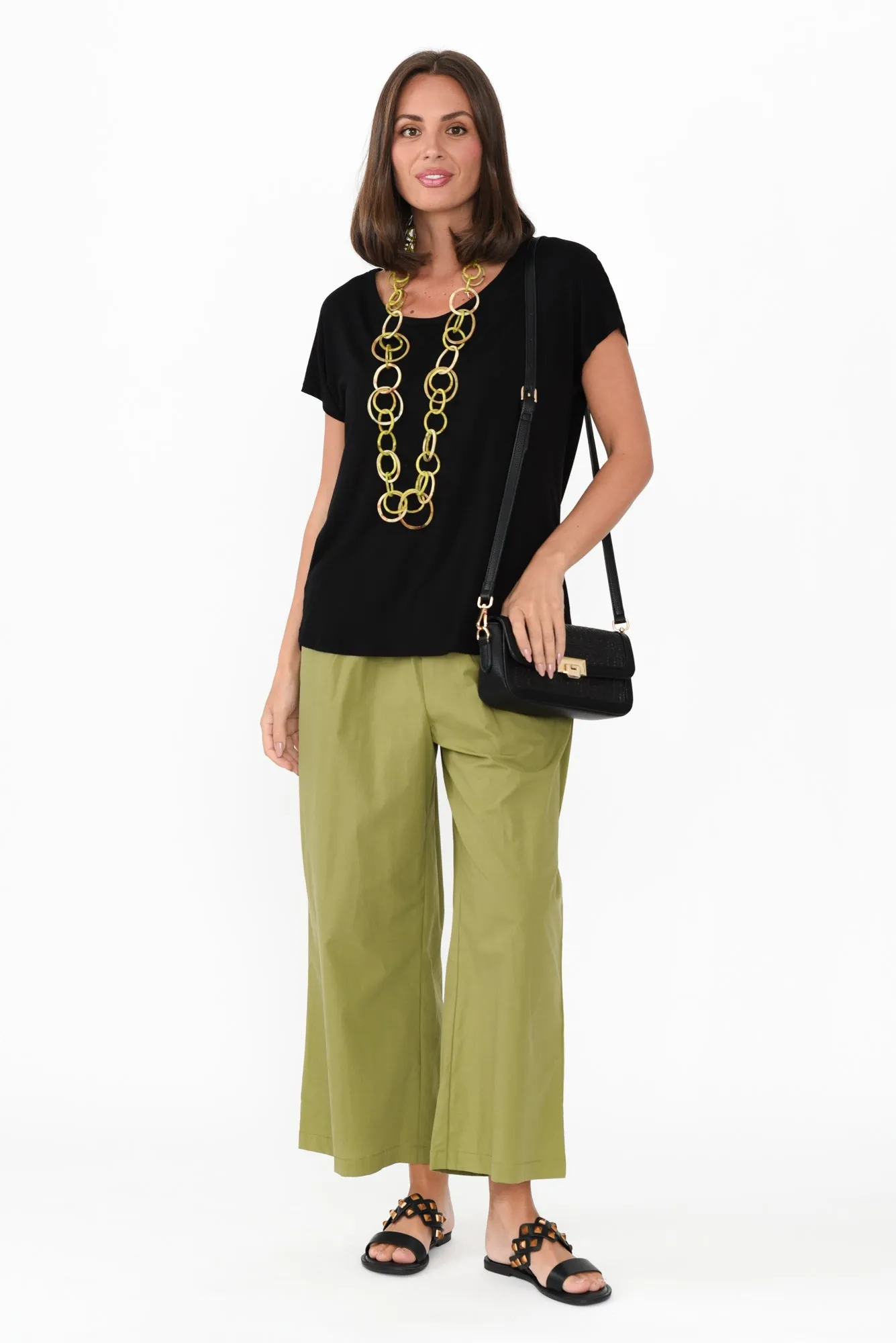 Sevilla Green Wide Leg Cotton Pants sold by Blue Bungalow product image thumbnail 2