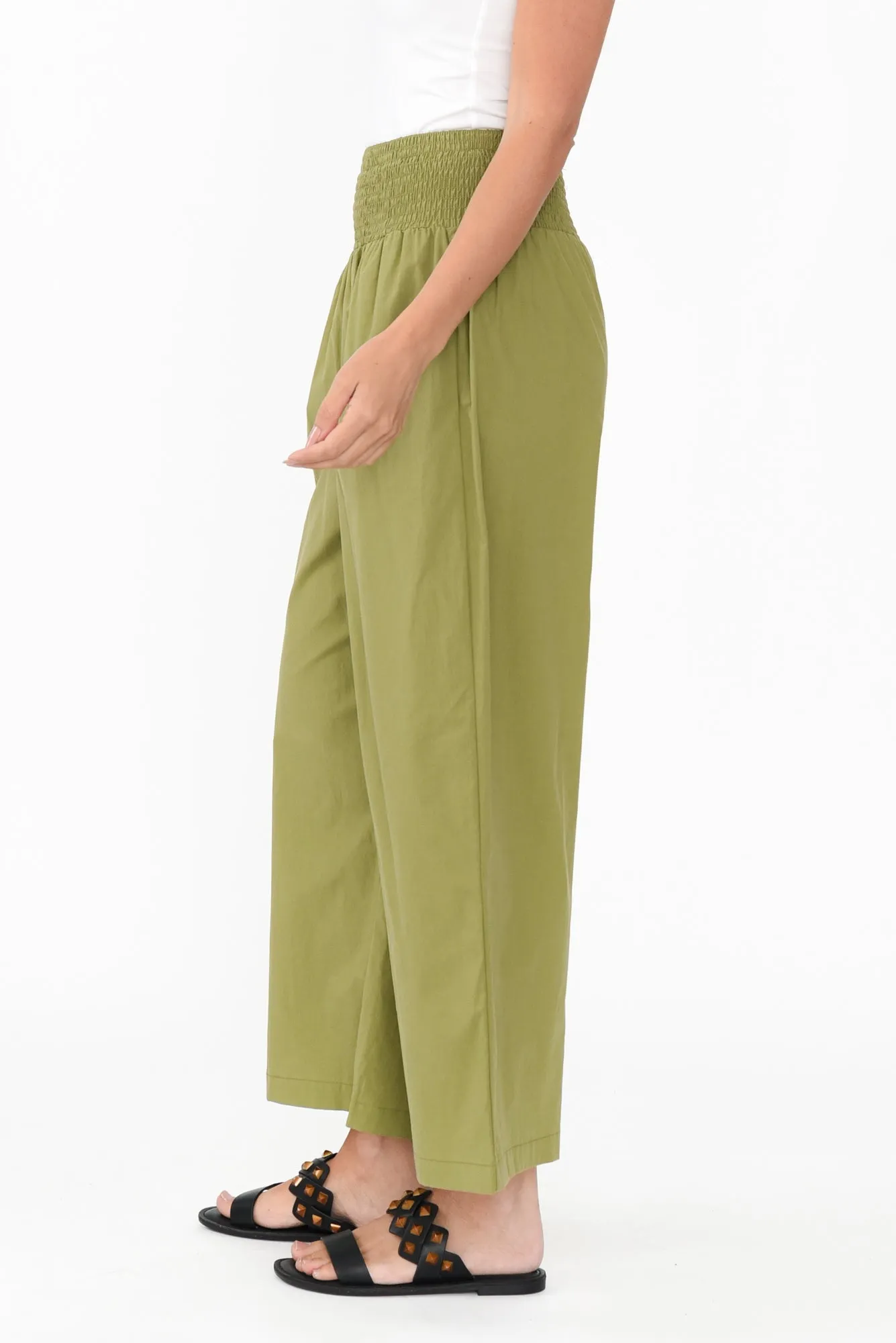Sevilla Green Wide Leg Cotton Pants sold by Blue Bungalow product image thumbnail 3