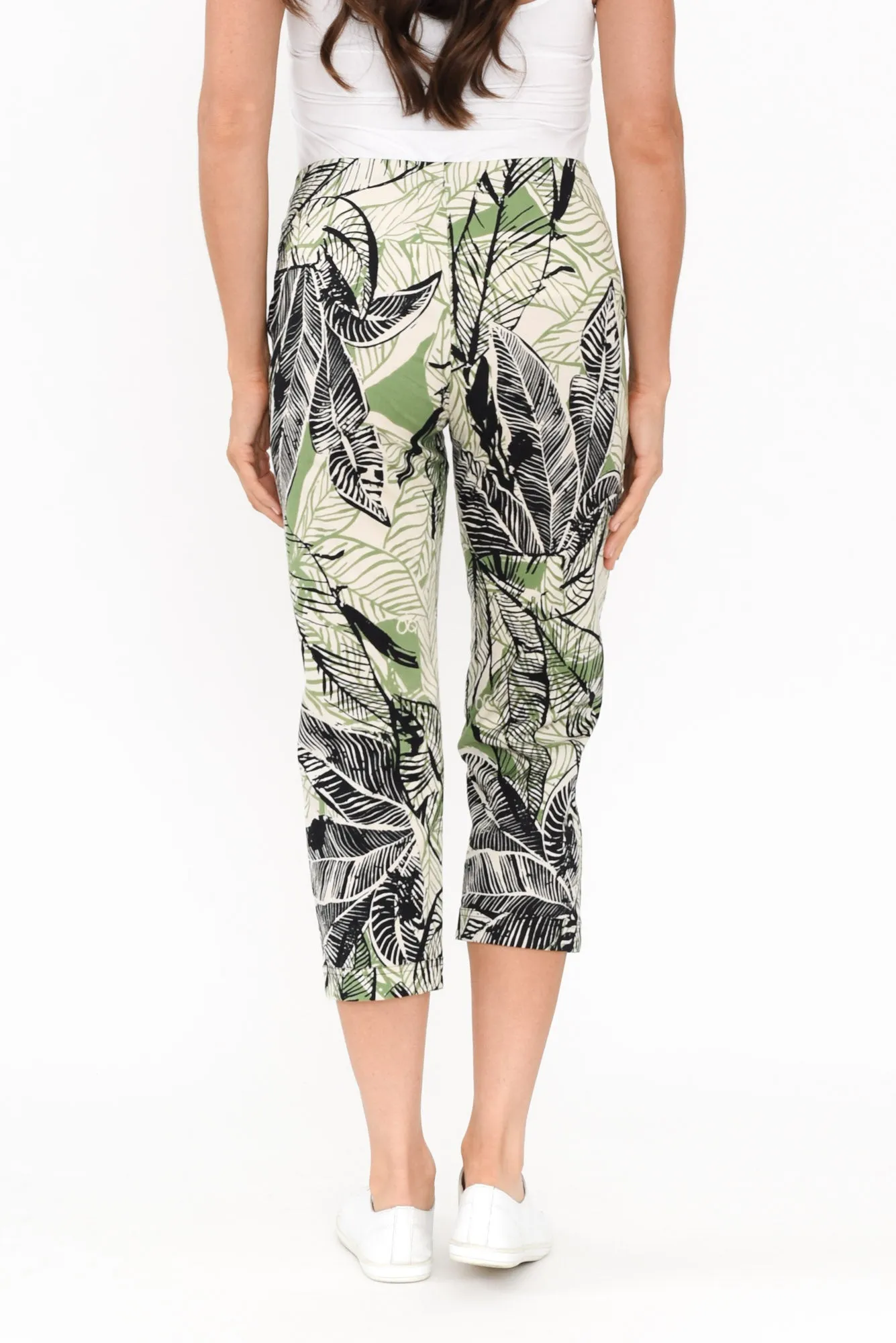 Ciera Green Leaf Cotton Capri Pants sold by Blue Bungalow product image thumbnail 5