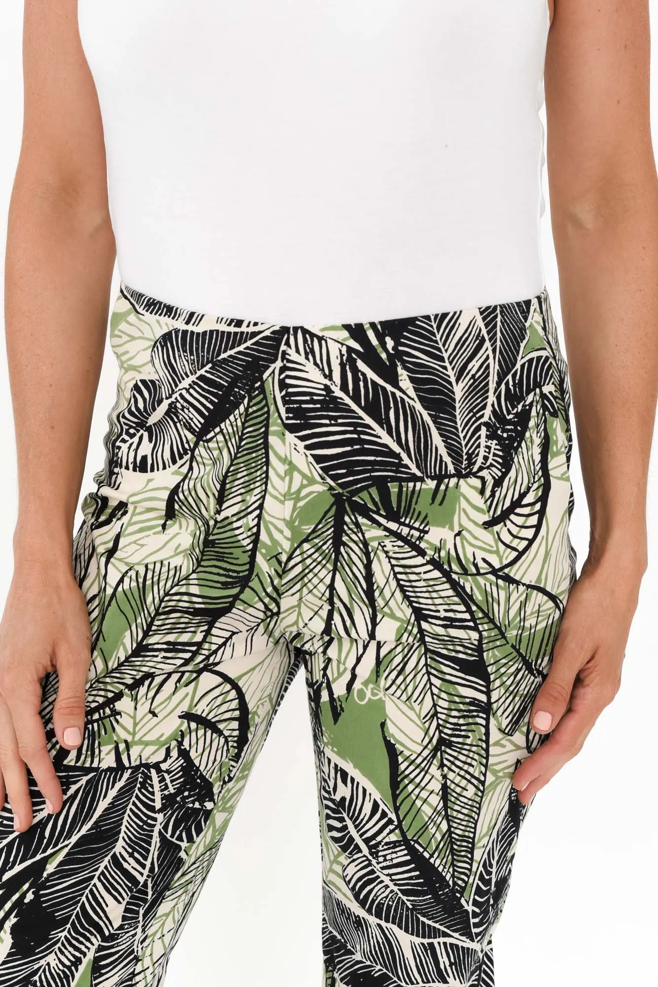 Ciera Green Leaf Cotton Capri Pants sold by Blue Bungalow product image thumbnail 3