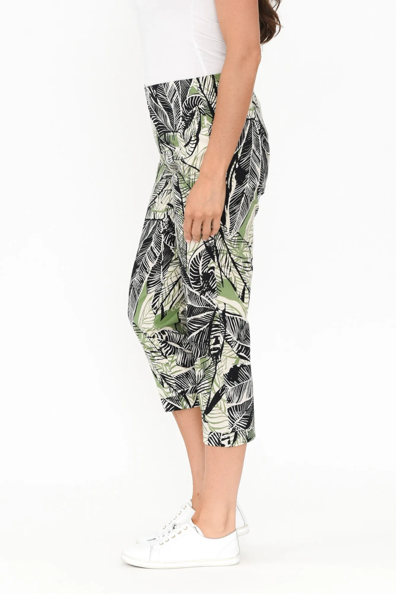 Ciera Green Leaf Cotton Capri Pants sold by Blue Bungalow product image thumbnail 4