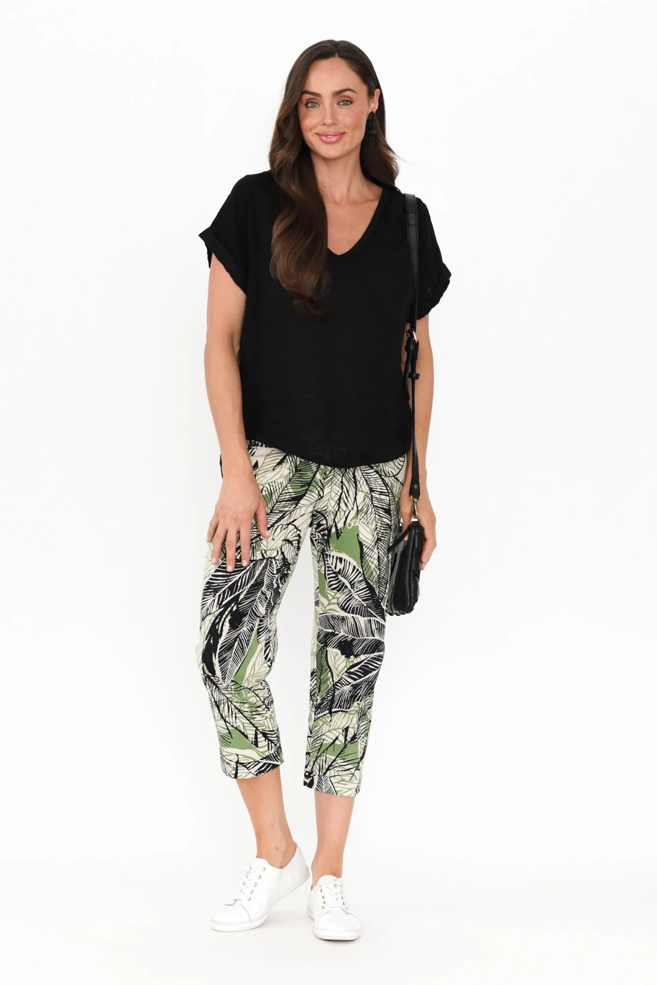 Ciera Green Leaf Cotton Capri Pants sold by Blue Bungalow product image thumbnail 2