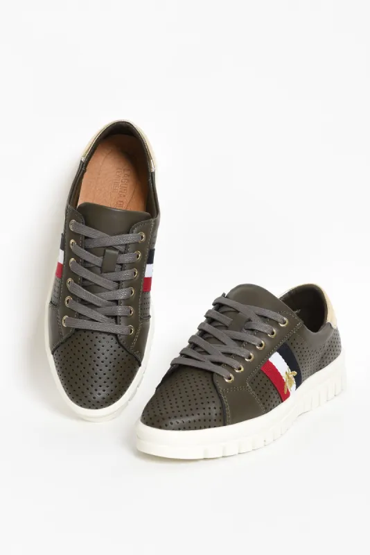 Elope Khaki Bee Leather Sneaker sold by Blue Bungalow