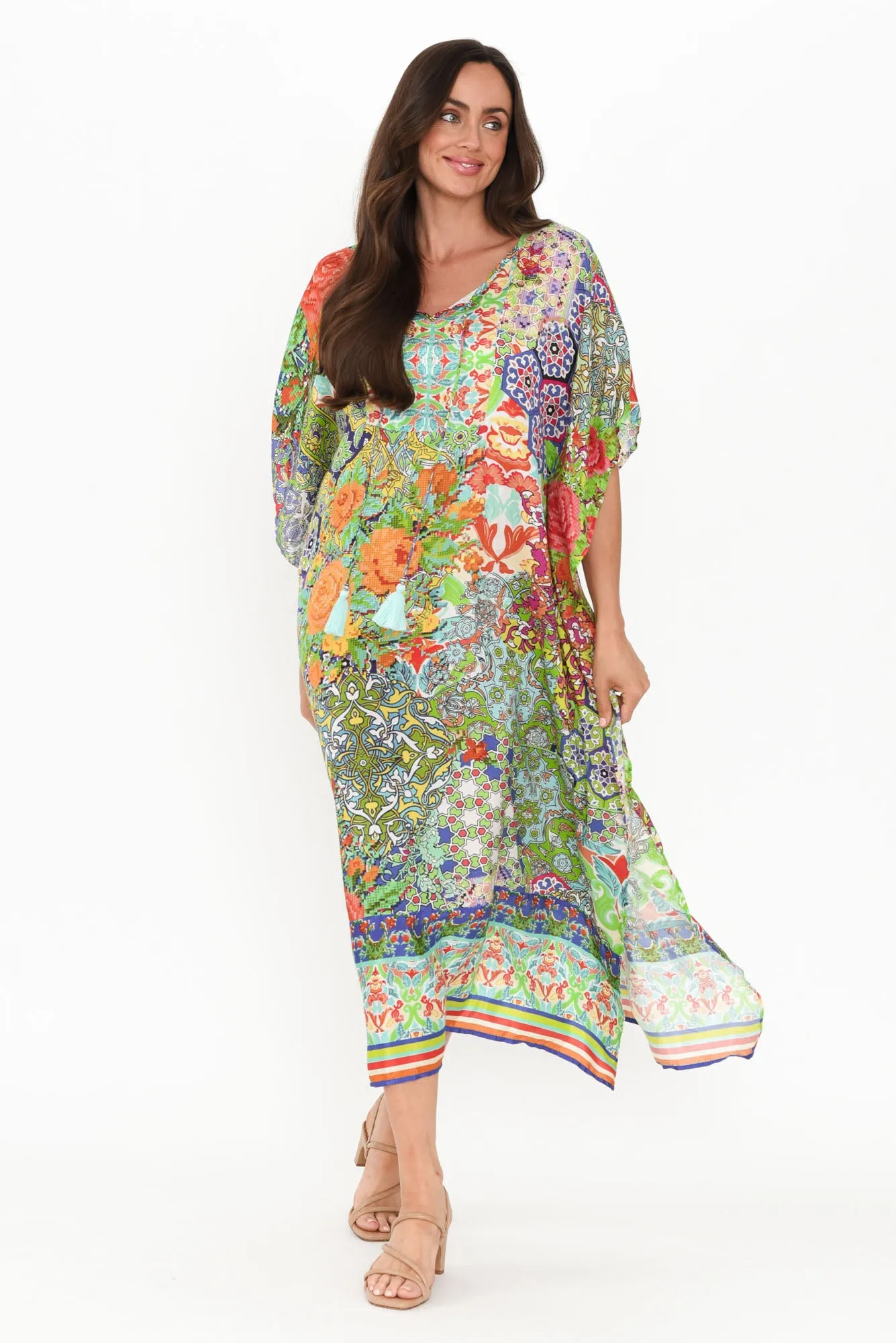 Melita Green Mosaic Kaftan sold by Blue Bungalow product image thumbnail 2