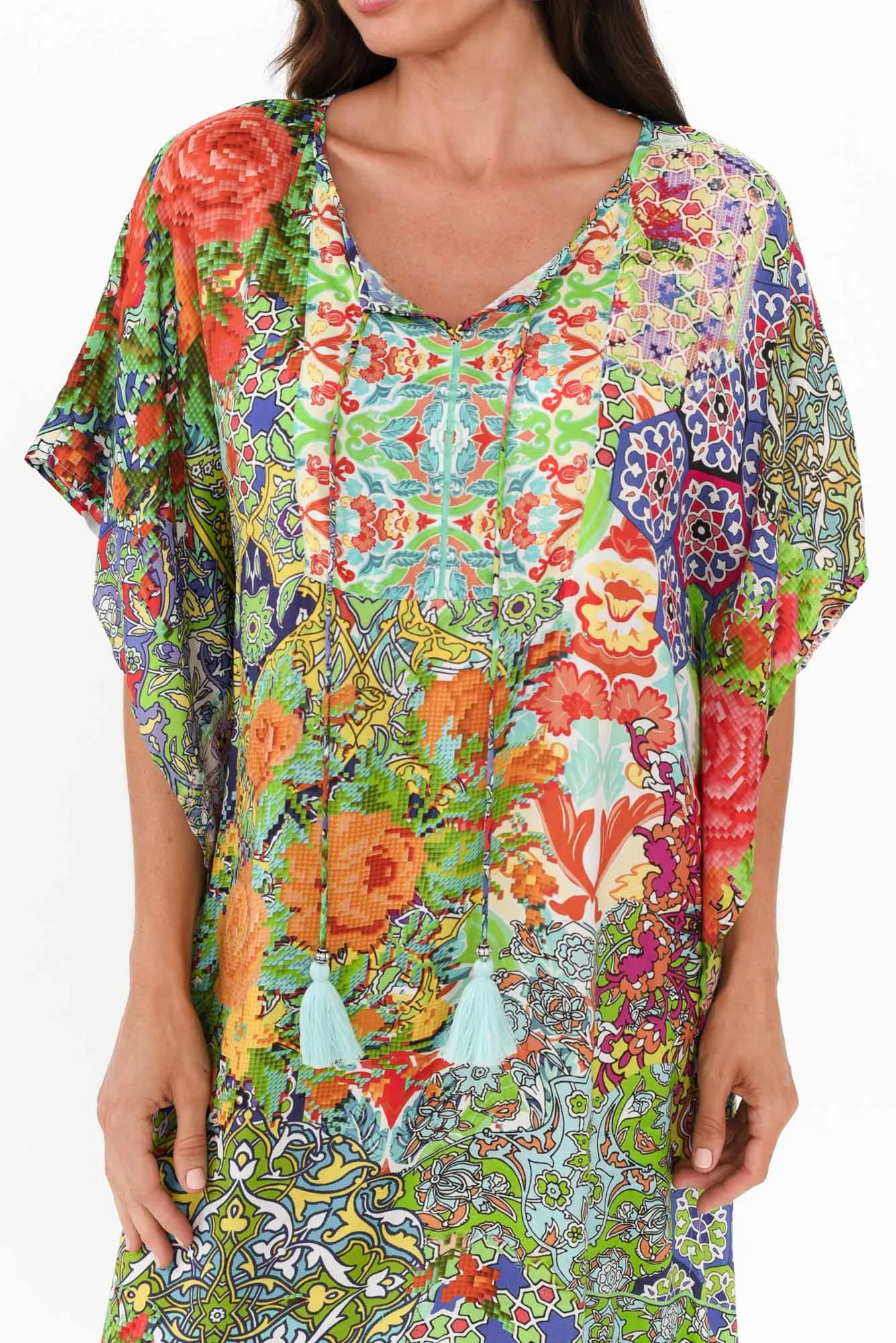 Melita Green Mosaic Kaftan sold by Blue Bungalow product image thumbnail 5
