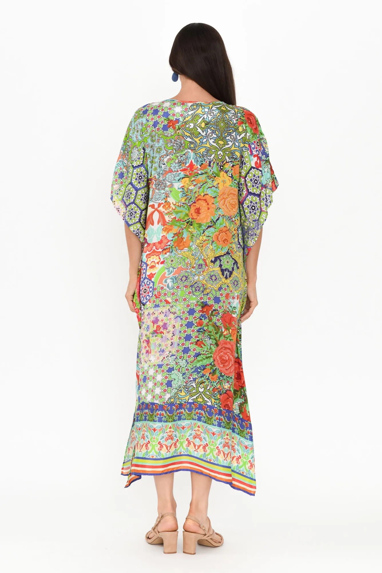 Melita Green Mosaic Kaftan sold by Blue Bungalow product image thumbnail 4