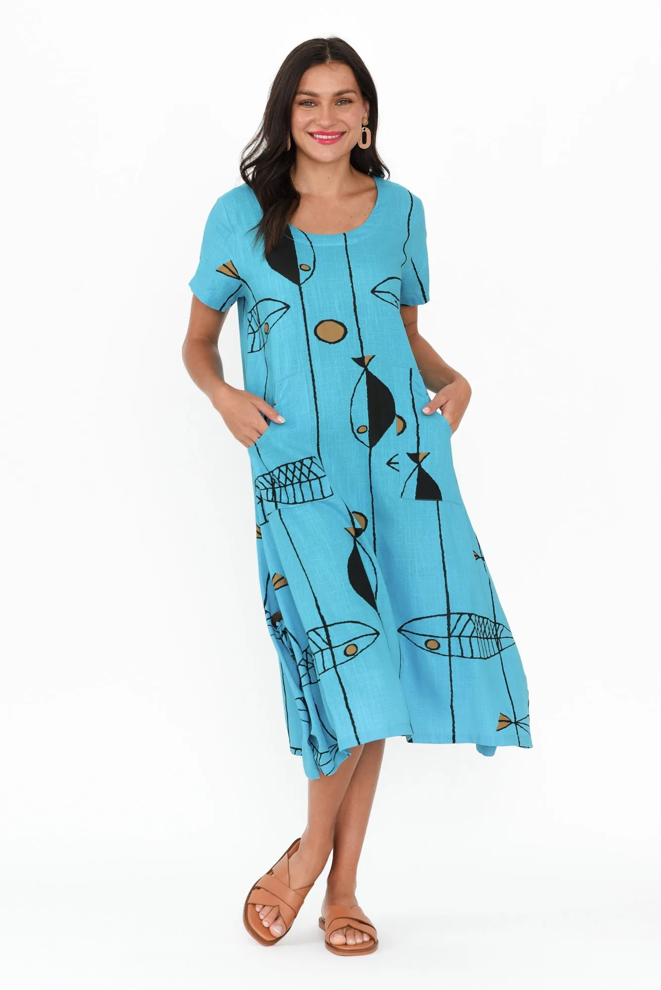Hailee Blue Sea Linen Cotton Dress sold by Blue Bungalow product image thumbnail 2