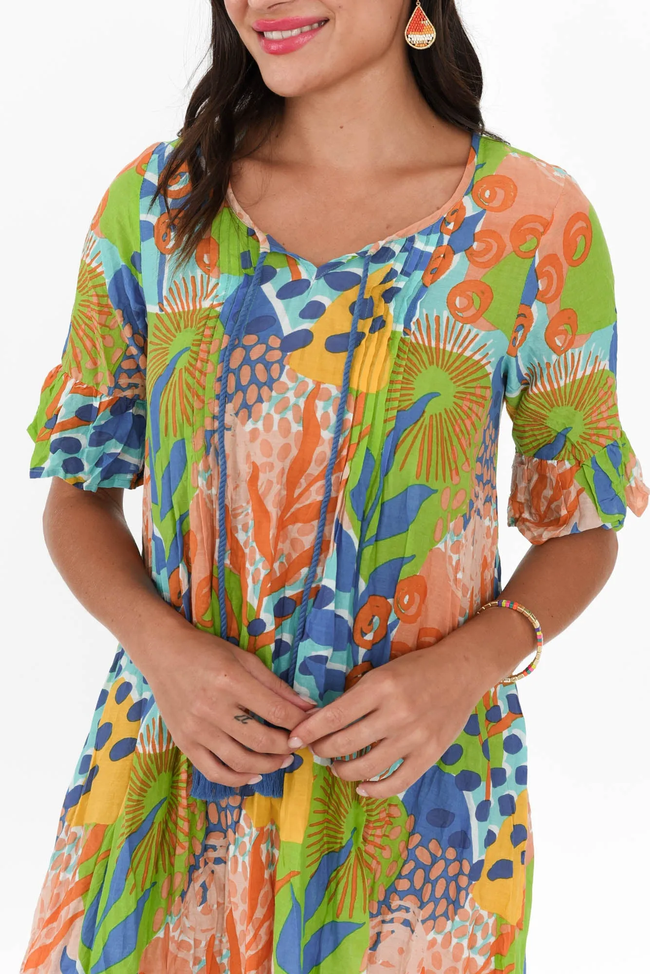 Cayman Blue Fern Cotton Tunic Dress sold by Blue Bungalow product image thumbnail 5