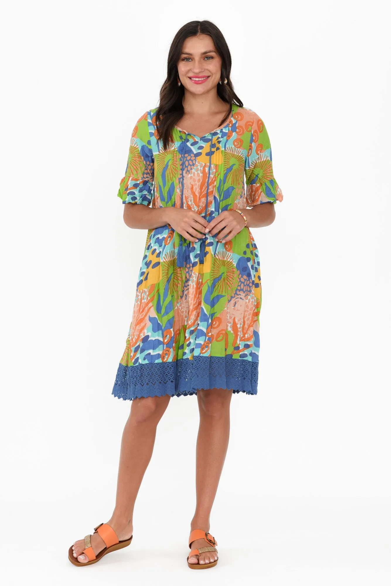 Cayman Blue Fern Cotton Tunic Dress sold by Blue Bungalow product image thumbnail 2