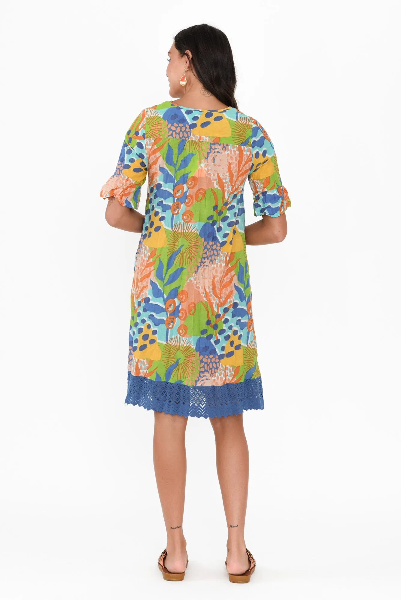 Cayman Blue Fern Cotton Tunic Dress sold by Blue Bungalow product image thumbnail 4