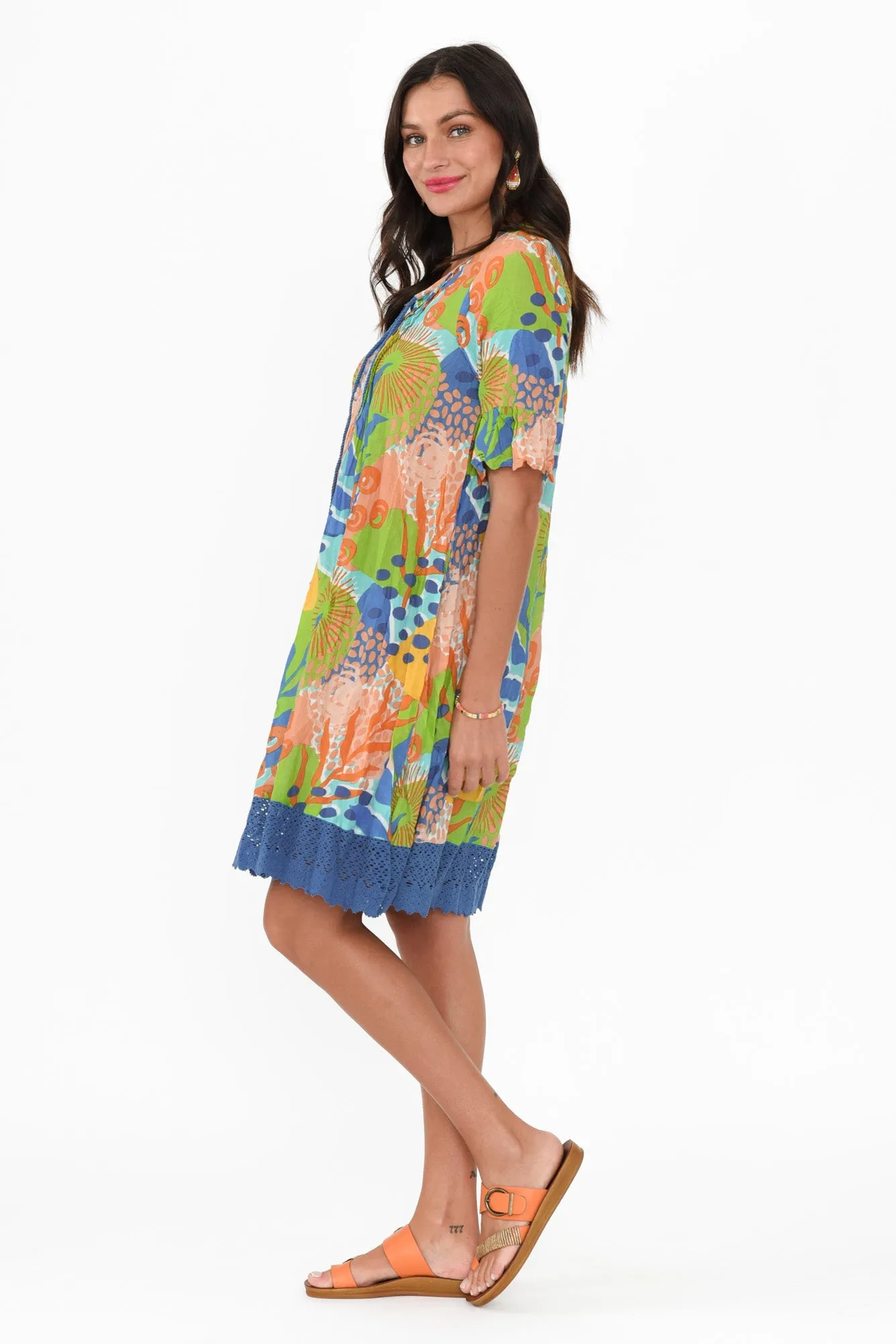 Cayman Blue Fern Cotton Tunic Dress sold by Blue Bungalow product image thumbnail 3