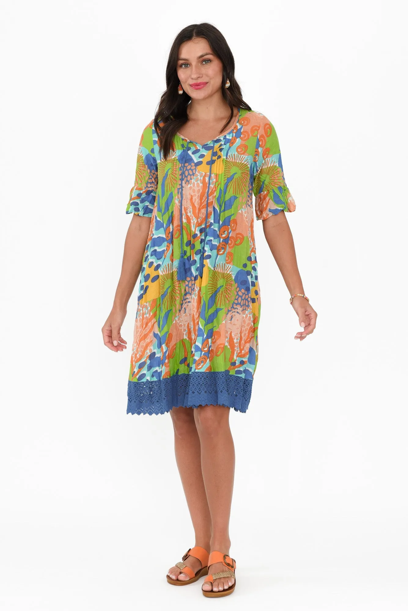 Cayman Blue Fern Cotton Tunic Dress sold by Blue Bungalow