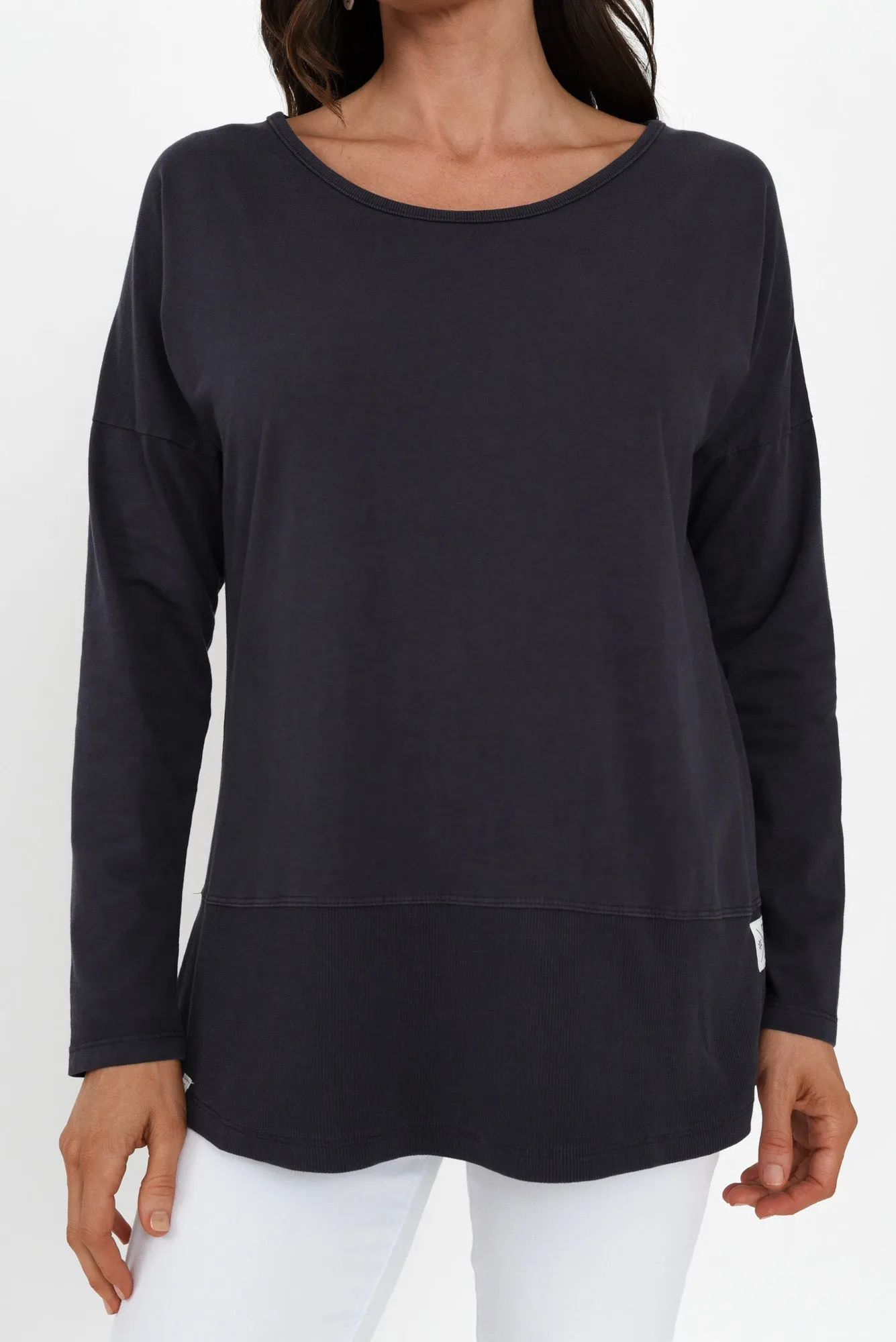 Fundamental Navy Cotton Rib Sleeved Top sold by Blue Bungalow product image thumbnail 5
