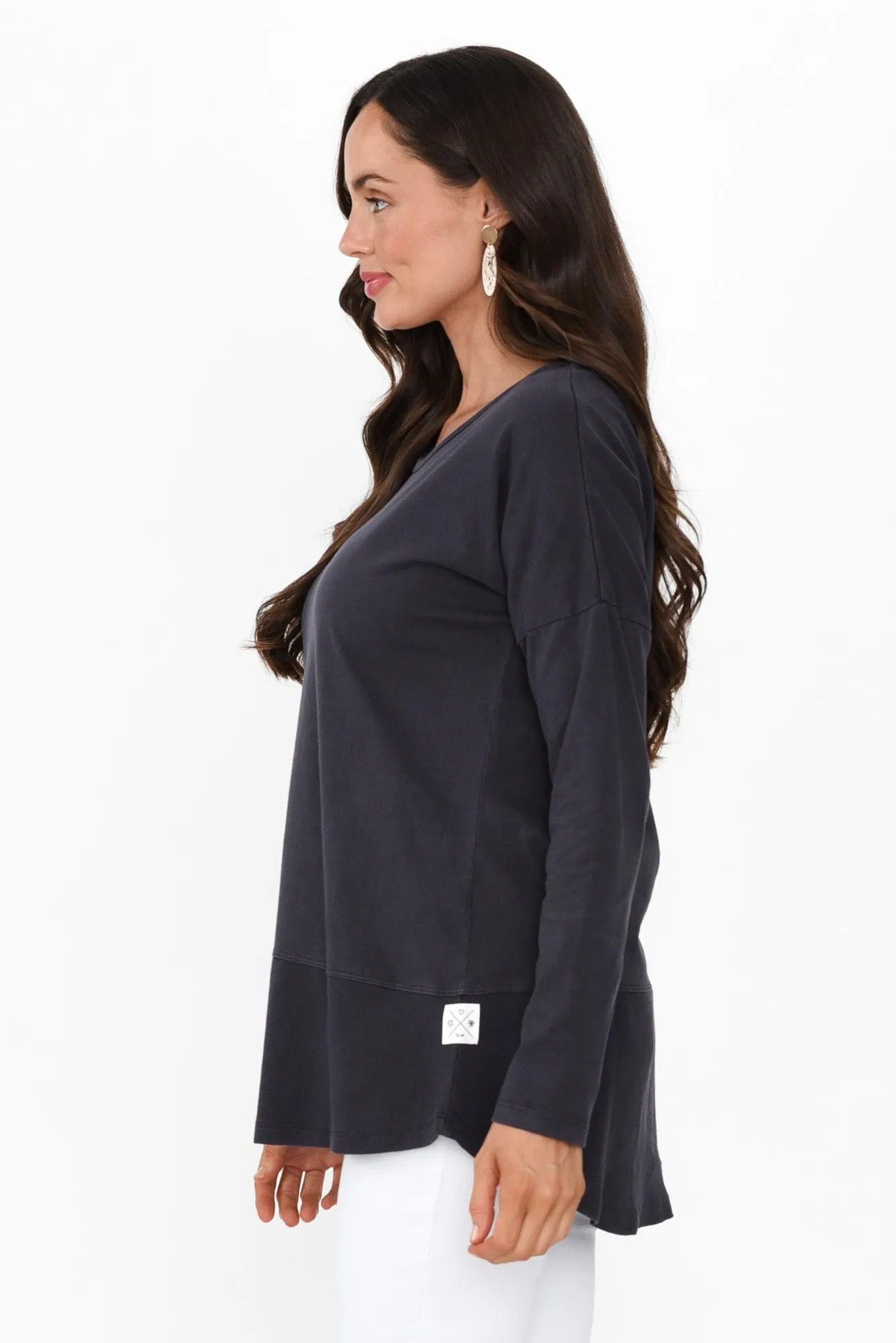 Fundamental Navy Cotton Rib Sleeved Top sold by Blue Bungalow product image thumbnail 3