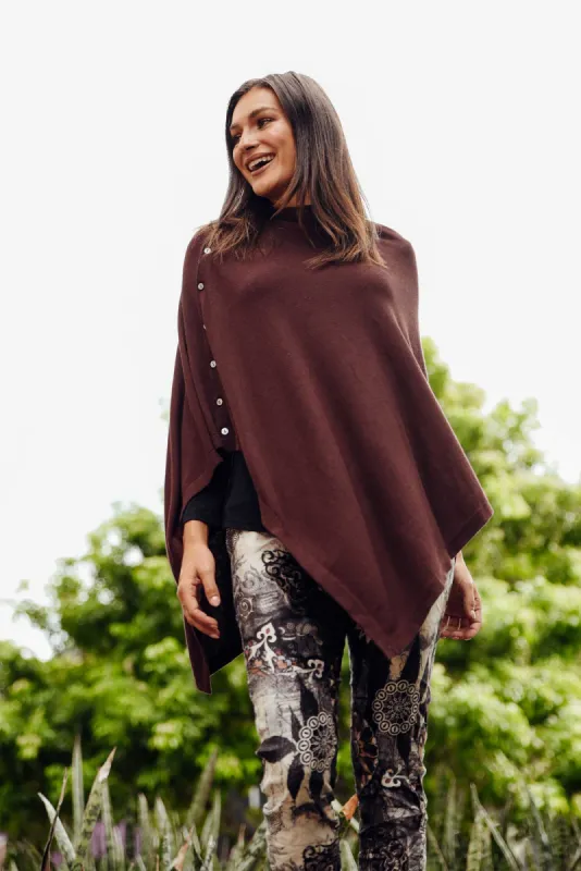 Gisele Brown Button Up Poncho sold by Blue Bungalow
