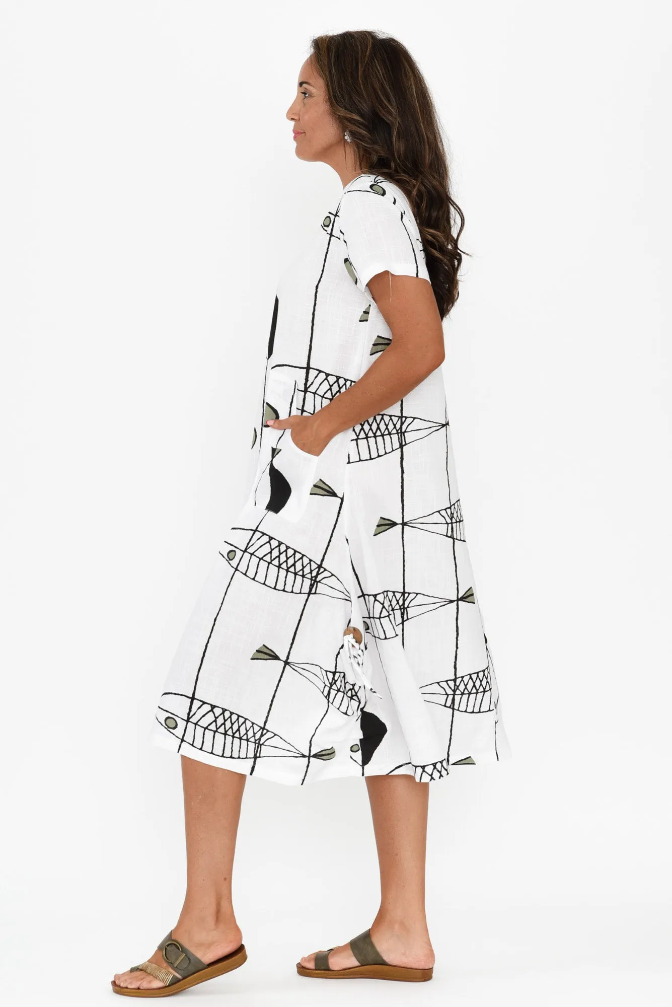 Lula White Sea Linen Cotton Dress sold by Blue Bungalow product image thumbnail 3