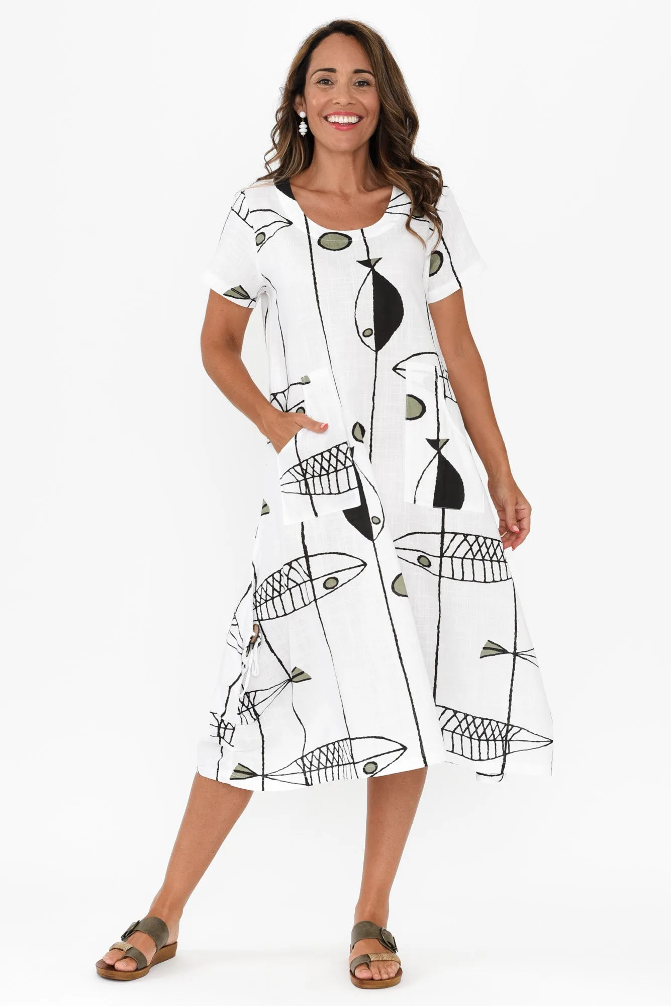Lula White Sea Linen Cotton Dress sold by Blue Bungalow