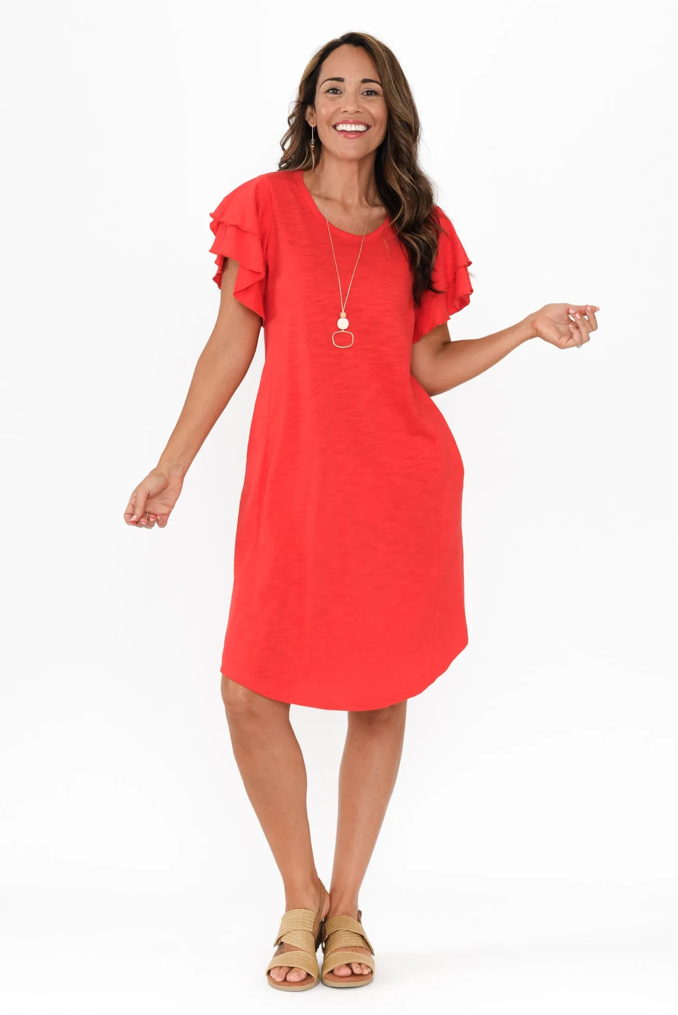 Sydney Red Cotton Tee Dress sold by Blue Bungalow