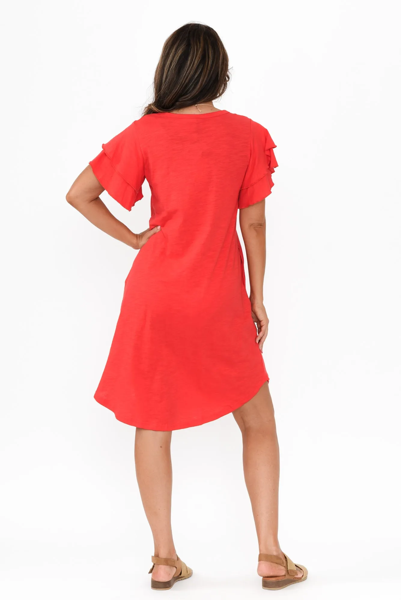 Sydney Red Cotton Tee Dress sold by Blue Bungalow product image thumbnail 4