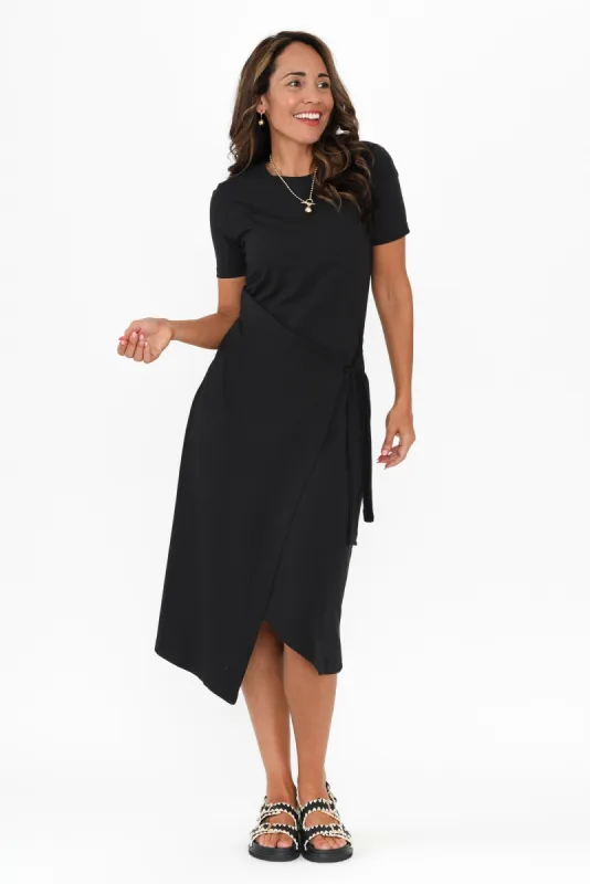Georgie Black Wrap Cotton Tee Dress sold by Blue Bungalow