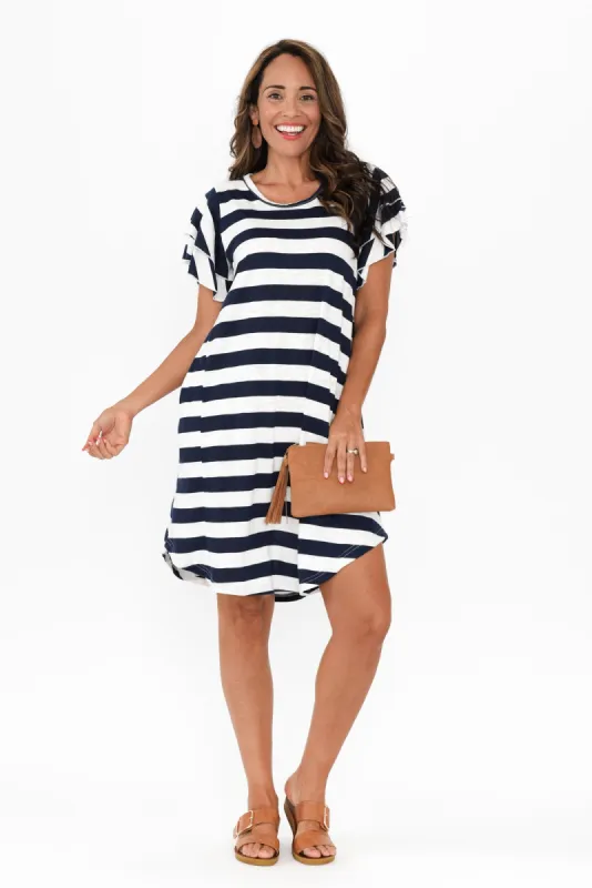 Sydney Blue Stripe Cotton Tee Dress sold by Blue Bungalow