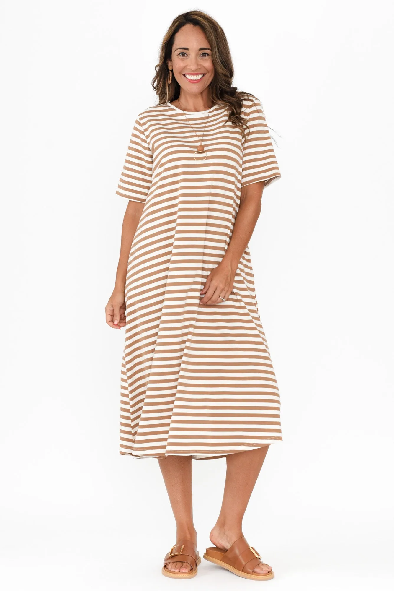 Bronte Natural Stripe Cotton Tee Dress sold by Blue Bungalow product image thumbnail 2