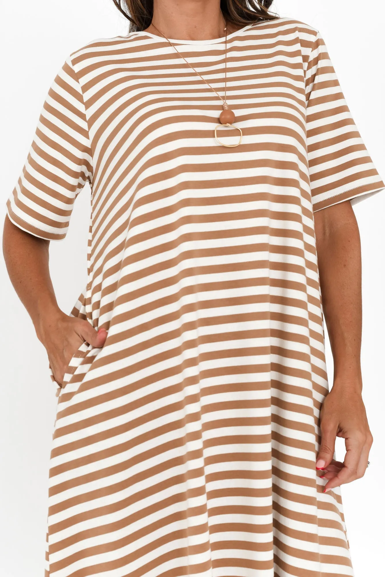 Bronte Natural Stripe Cotton Tee Dress sold by Blue Bungalow product image thumbnail 5