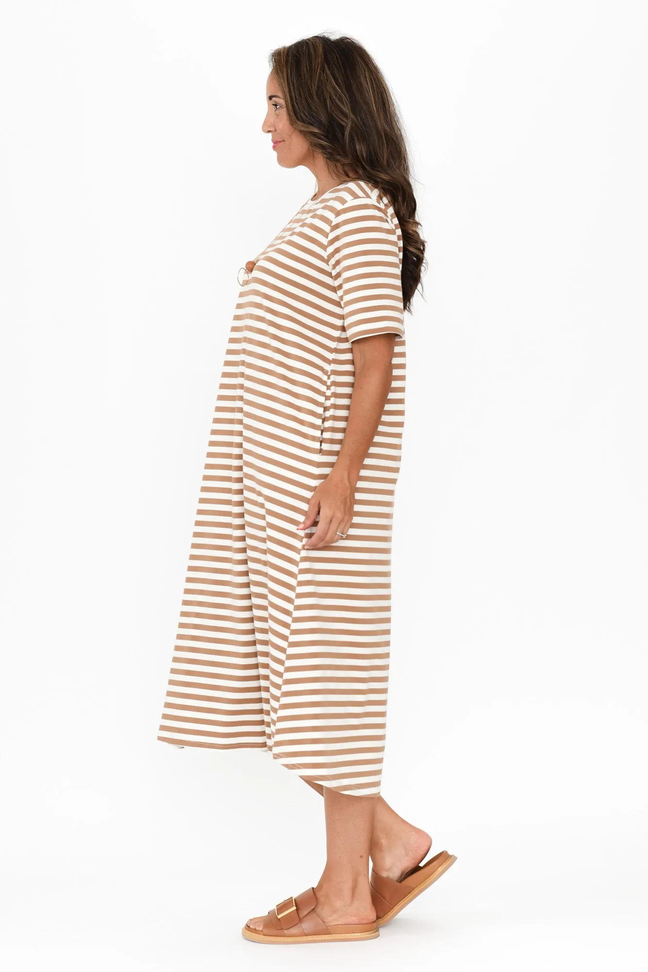 Bronte Natural Stripe Cotton Tee Dress sold by Blue Bungalow product image thumbnail 3