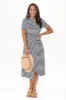 Georgie Navy Stripe Wrap Cotton Tee Dress sold by Blue Bungalow
