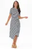 Georgie Navy Stripe Wrap Cotton Tee Dress sold by Blue Bungalow