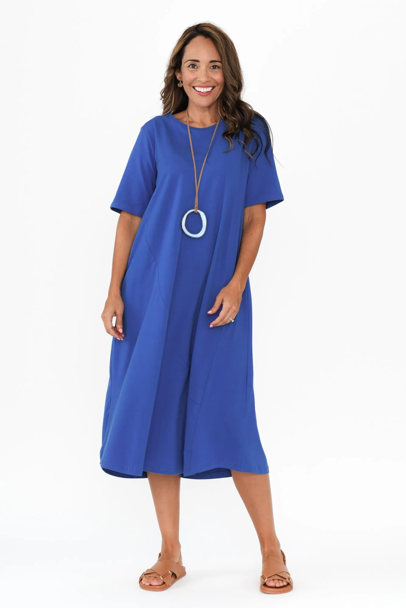 Bronte Cobalt Cotton Tee Dress sold by Blue Bungalow product image thumbnail 2