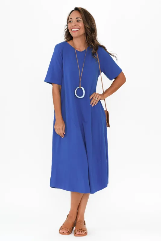 Bronte Cobalt Cotton Tee Dress sold by Blue Bungalow