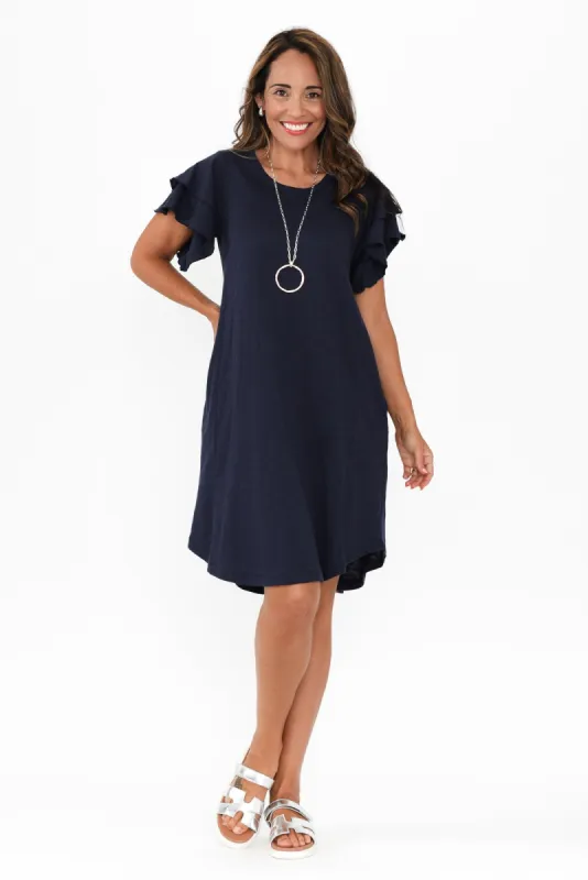 Sydney Navy Cotton Tee Dress sold by Blue Bungalow