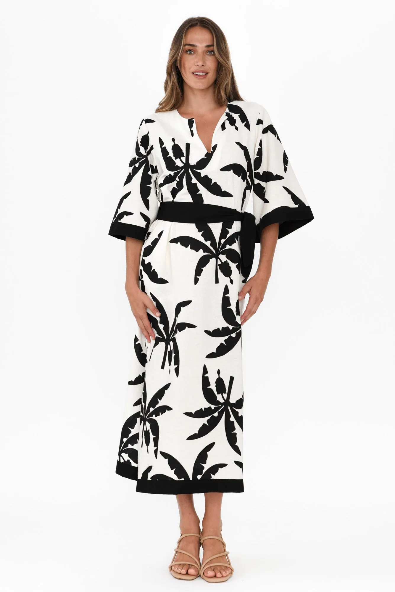 Tessie Black Tropical Linen Kaftan sold by Blue Bungalow product image thumbnail 2