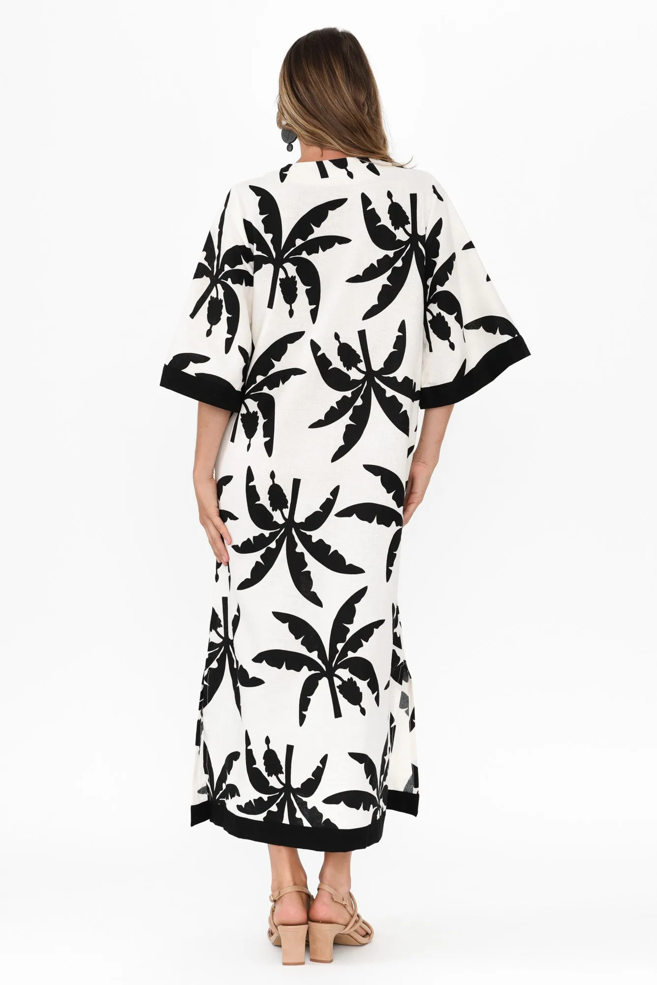 Tessie Black Tropical Linen Kaftan sold by Blue Bungalow product image thumbnail 4