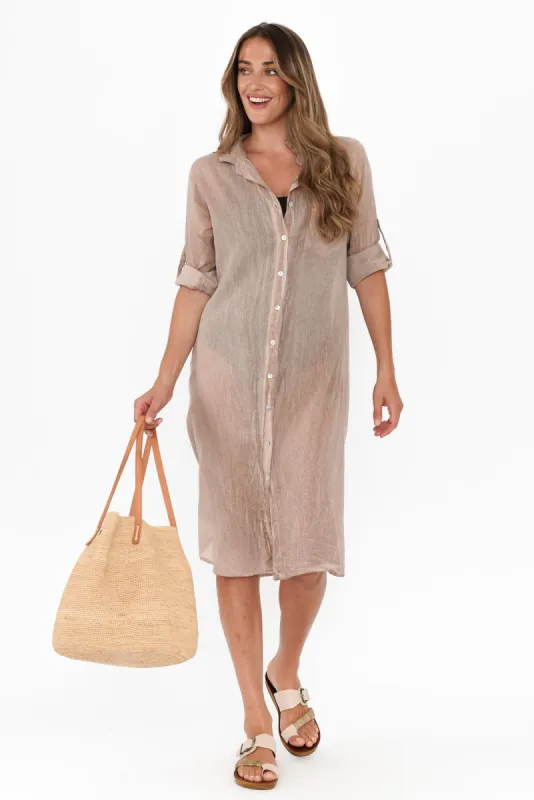 Hailey Taupe Cotton Button Kaftan sold by Blue Bungalow