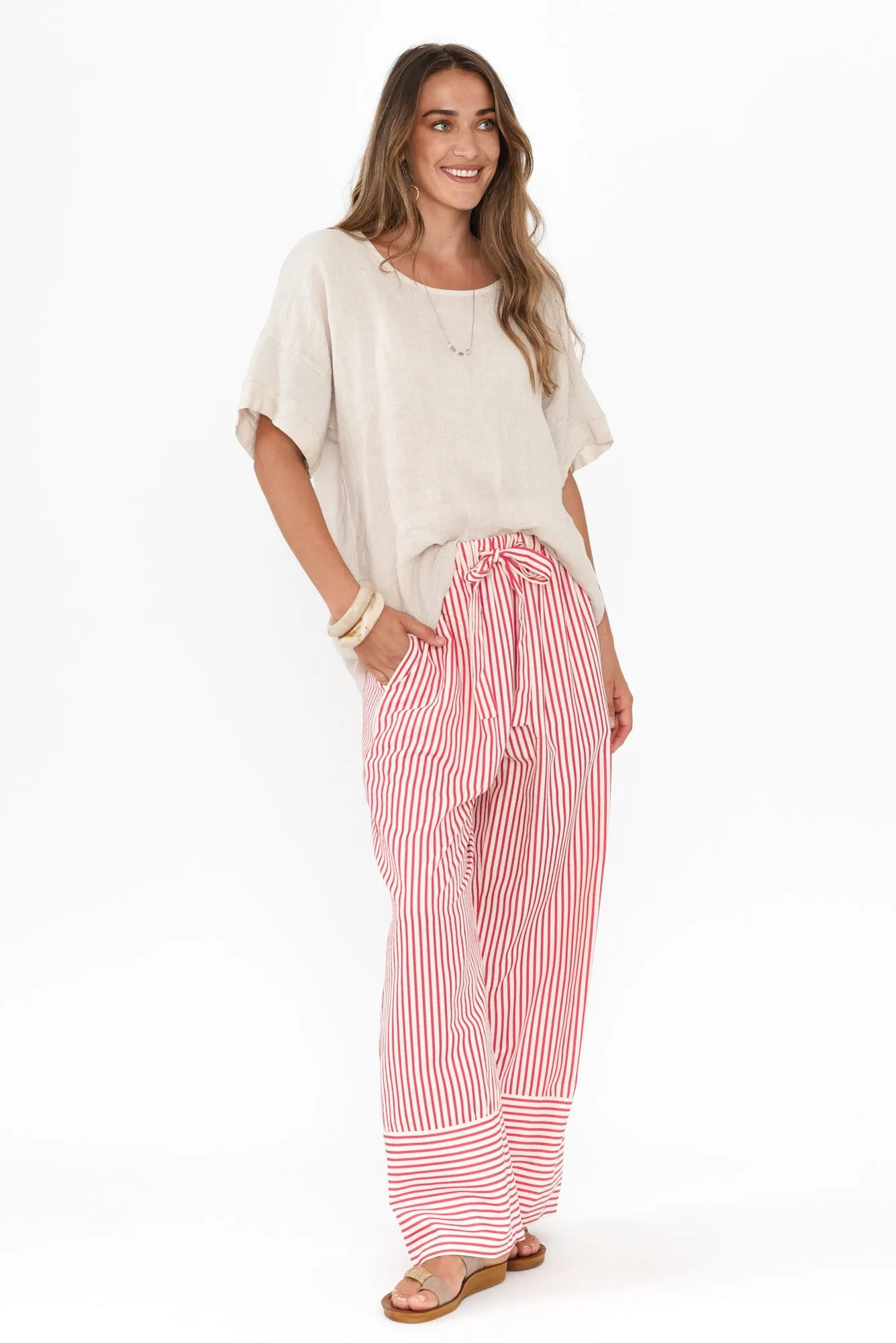 Portia Red Stripe Drawstring Pants sold by Blue Bungalow product image thumbnail 2