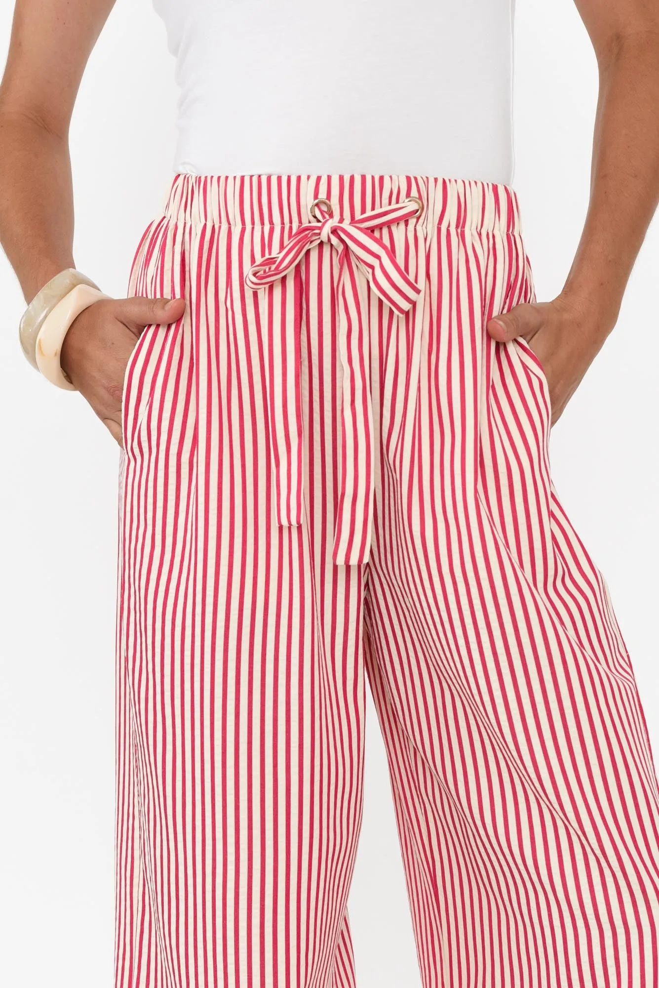 Portia Red Stripe Drawstring Pants sold by Blue Bungalow product image thumbnail 5